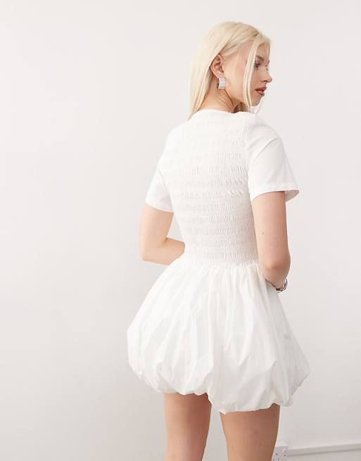 Asos Amy Lynn Eleanor Puffball Mini Dress In White