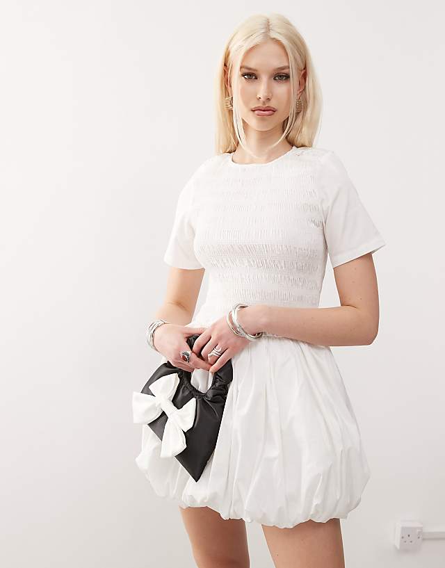 asos Amy Lynn Eleanor puffball mini dress in white