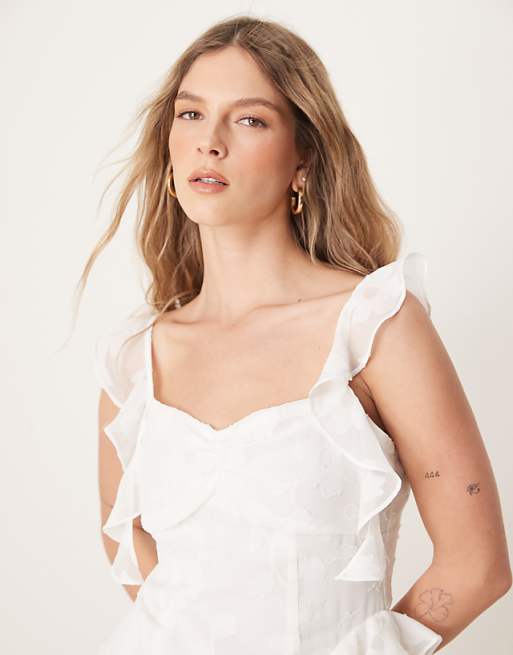 Asos Anaya Cami Ruffled Mini Dress In White