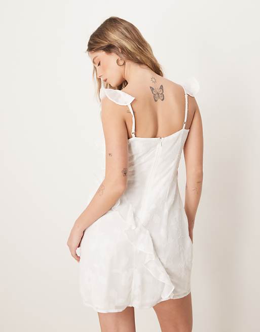 Asos Anaya Cami Ruffled Mini Dress In White