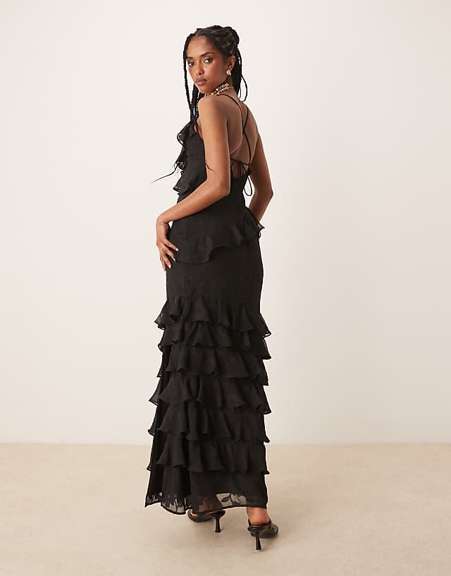 Asos Anaya Floral Burnout Cami Maxi Dress In Black