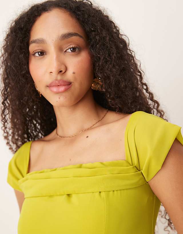 Asos Anaya Ruffle Bardot Maxi Dress In Lime