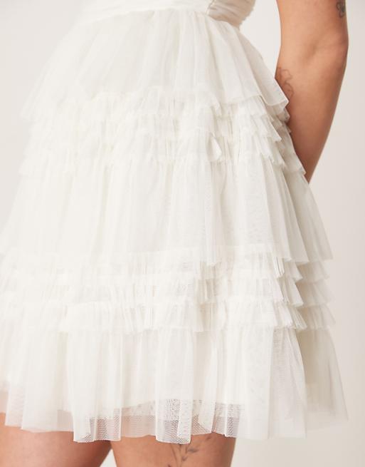 Asos Anaya Ruffle Cami Mini Dress In White
