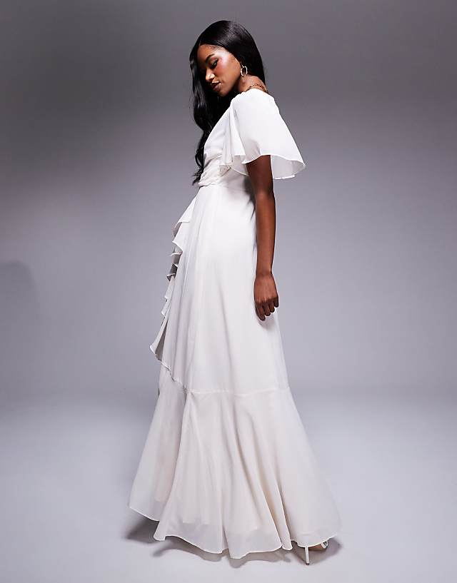 Asos Anaya Ruffle Wrap Maxi Dress In Ivory