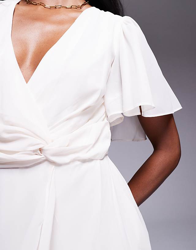 Asos Anaya Ruffle Wrap Maxi Dress In Ivory