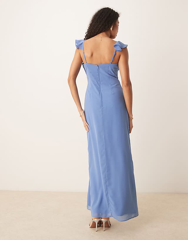 Asos Anaya Strappy V Neck Maxi Dress In Ocean Blue