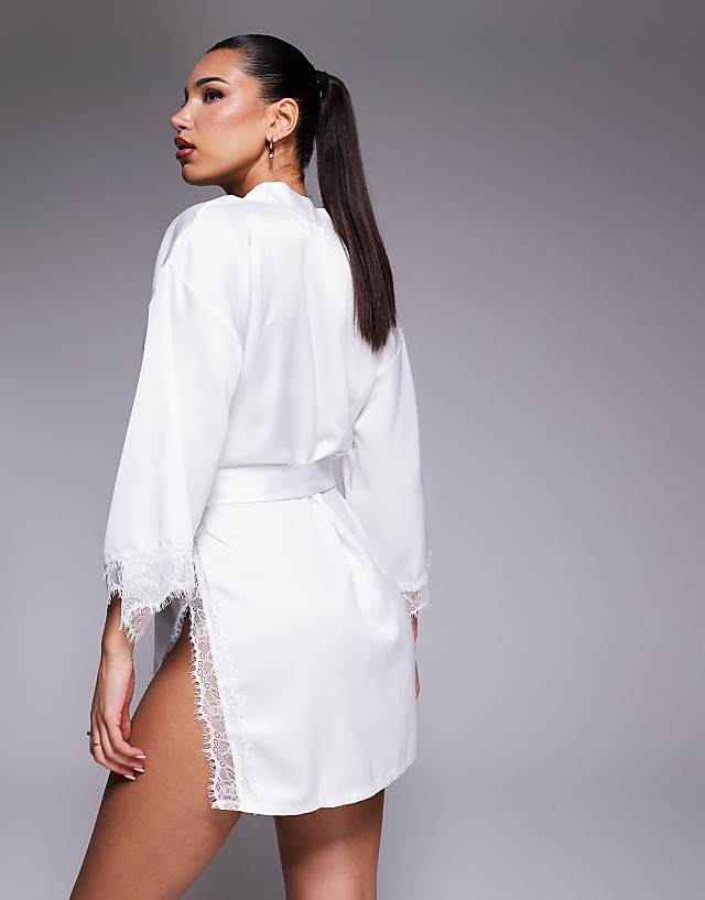 Asos Ann Summers Cherryann Robe In Ivory