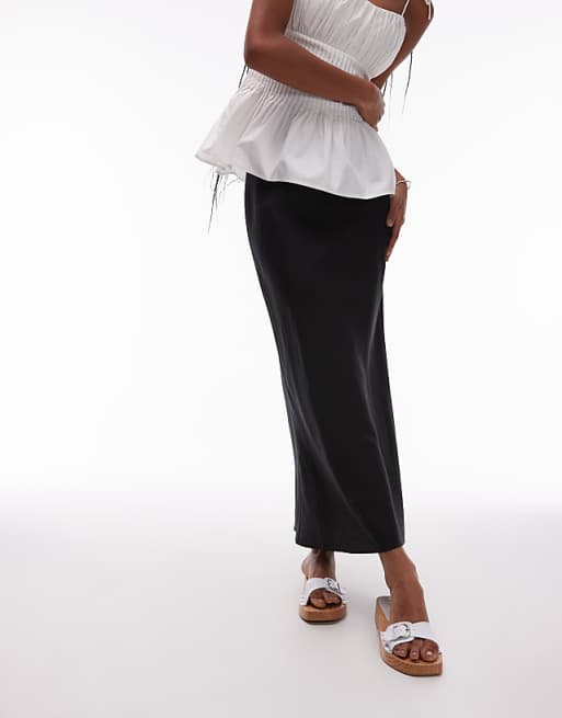 Asos ARKET Linen Rich Midaxi Skirt In Black