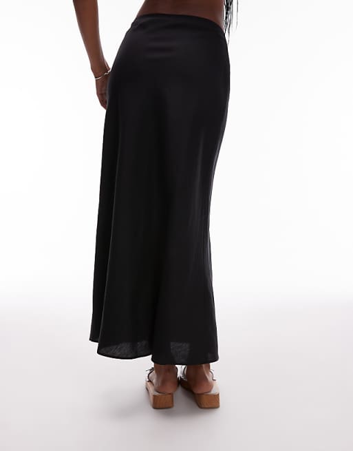 Asos ARKET Linen Rich Midaxi Skirt In Black