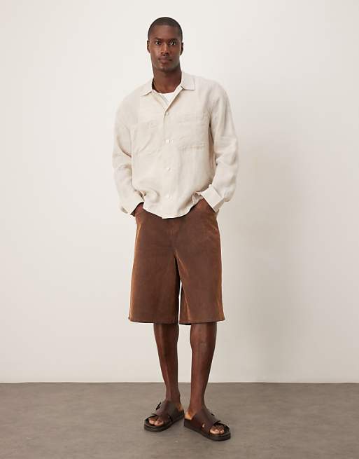 Asos ARKET Linen Shirt With Front Pockets In Beige