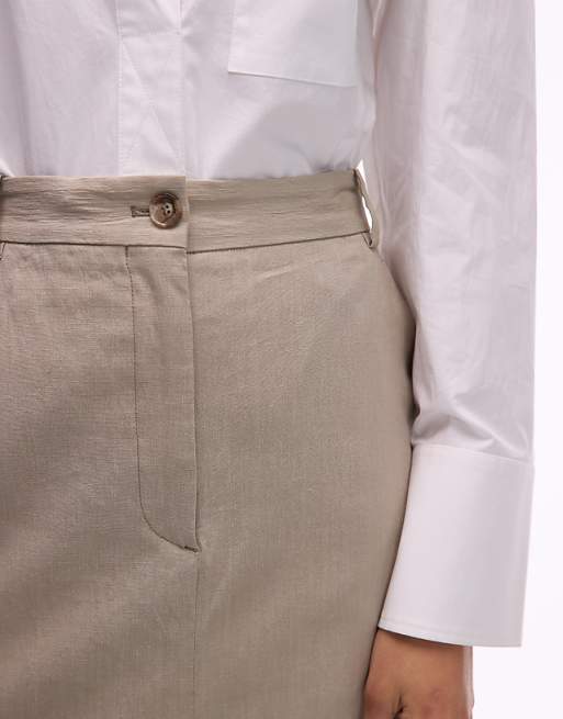 Asos ARKET Linen Utility Midaxi Skirt In Beige