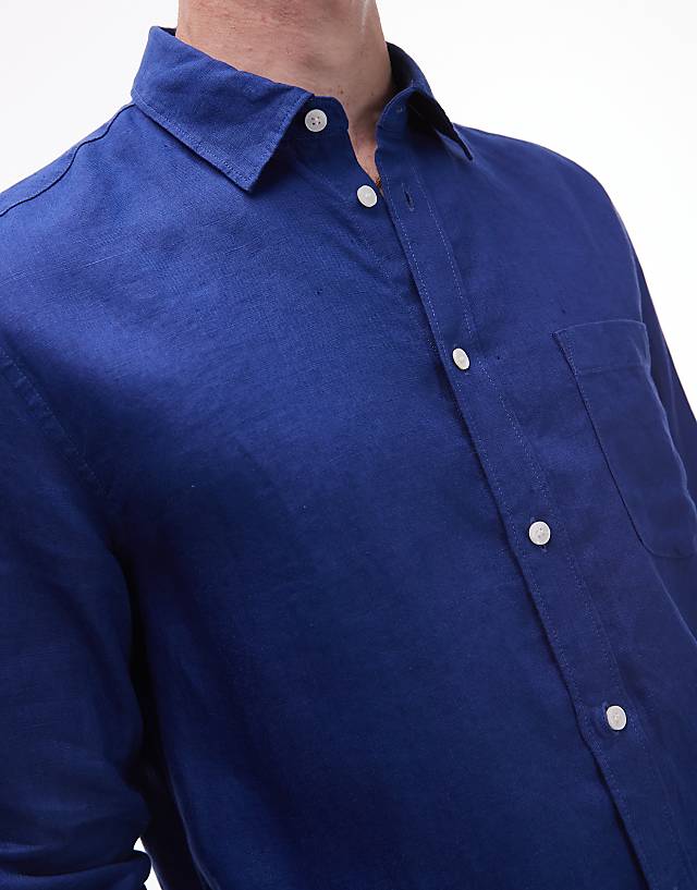 Asos ARKET Regular Fit Linen Shirt In Royal Blue