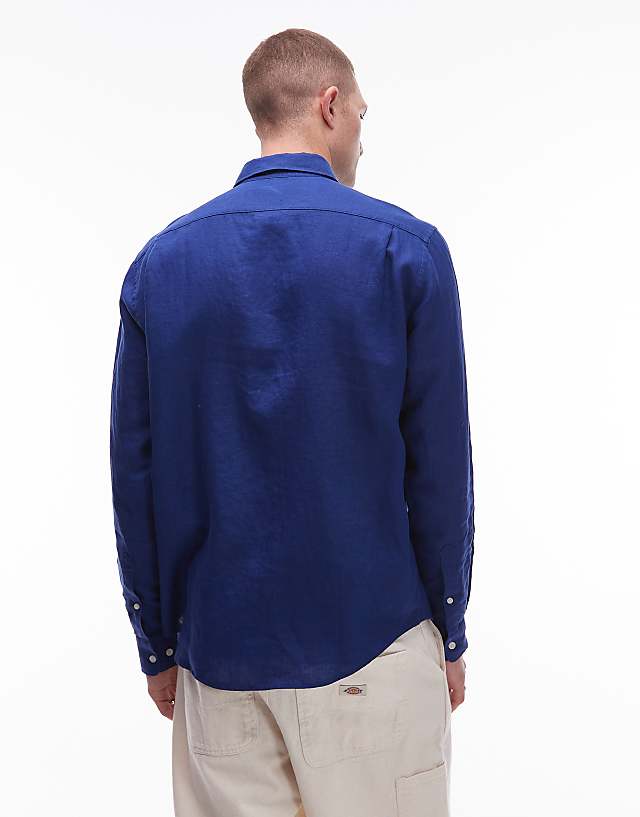Asos ARKET Regular Fit Linen Shirt In Royal Blue