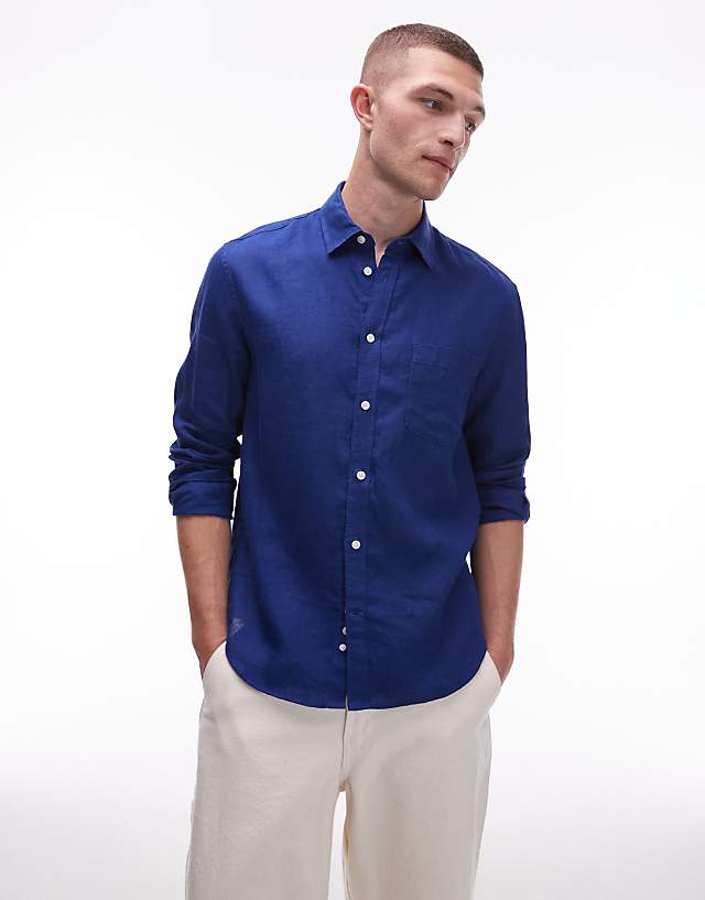 Asos ARKET Regular Fit Linen Shirt In Royal Blue
