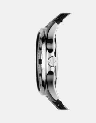 Asos Armani Exchange AX2101 Leather Watch In Black