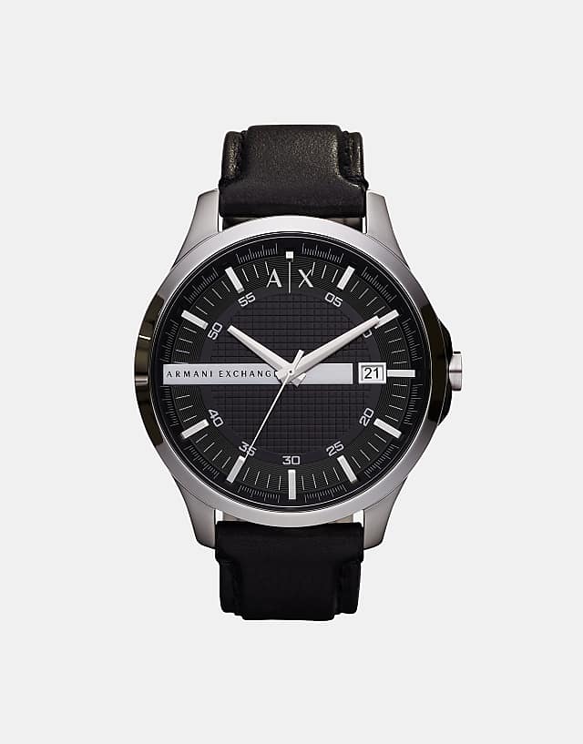 asos Armani Exchange AX2101 leather watch in black