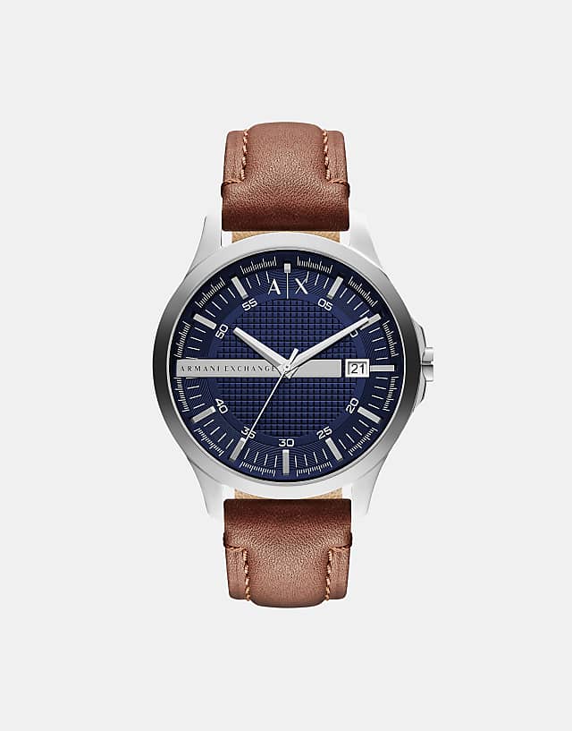 asos Armani Exchange AX2133 Leather Watch In Brown