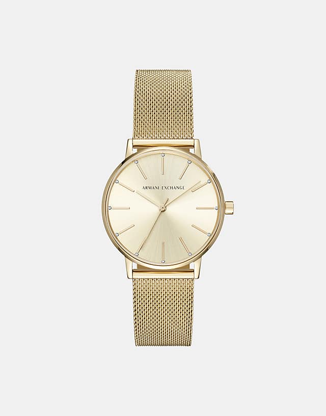 asos Armani Exchange AX5536 mesh watch in gold