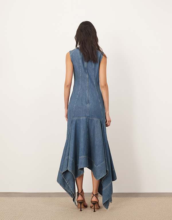 Asos ARRANGE Square Cut Midi Dress In Denim