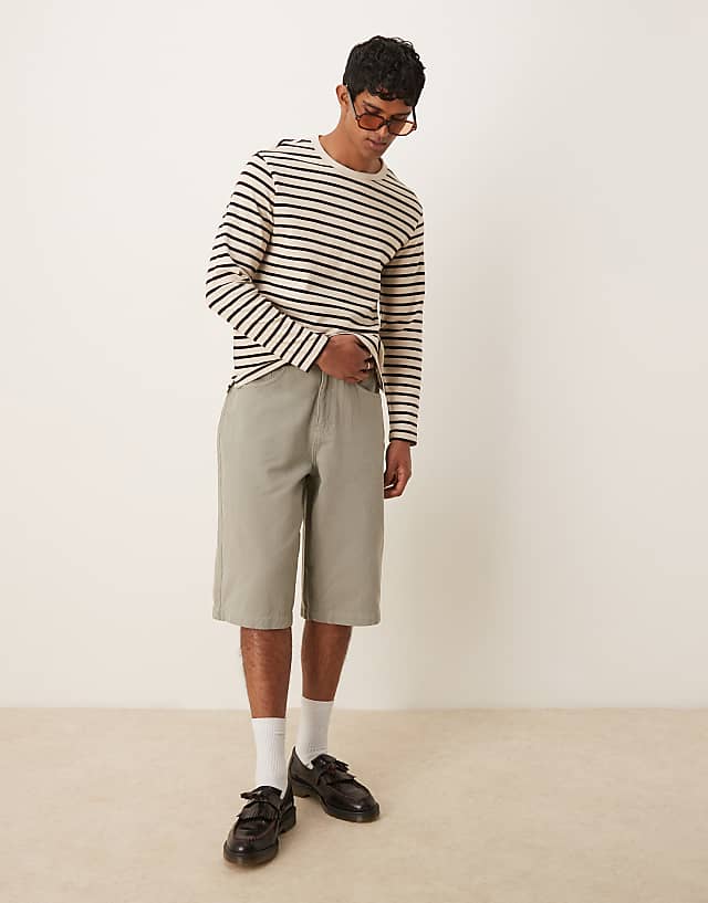 asos ASOS DESGIN denim jort in grey