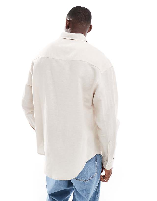 Asos ASOS DESIGN 90s Oversized Linen Shirt In Ecru