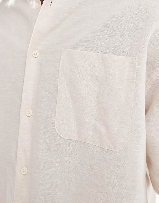 Asos ASOS DESIGN 90s Oversized Linen Shirt In Ecru