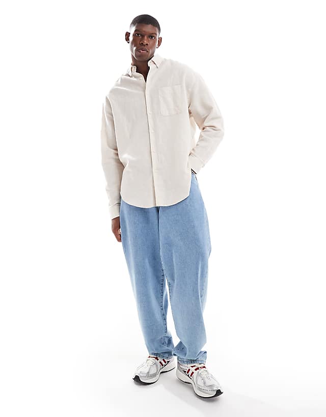 Asos ASOS DESIGN 90s Oversized Linen Shirt In Ecru