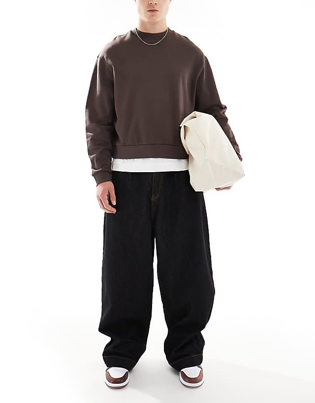 asos ASOS DESIGN baggy balloon jeans in raw black