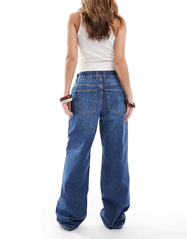 Asos ASOS DESIGN Baggy Wide Leg Jean In Dark Blue