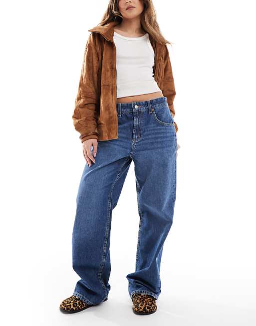 asos ASOS DESIGN baggy wide leg jean in dark blue