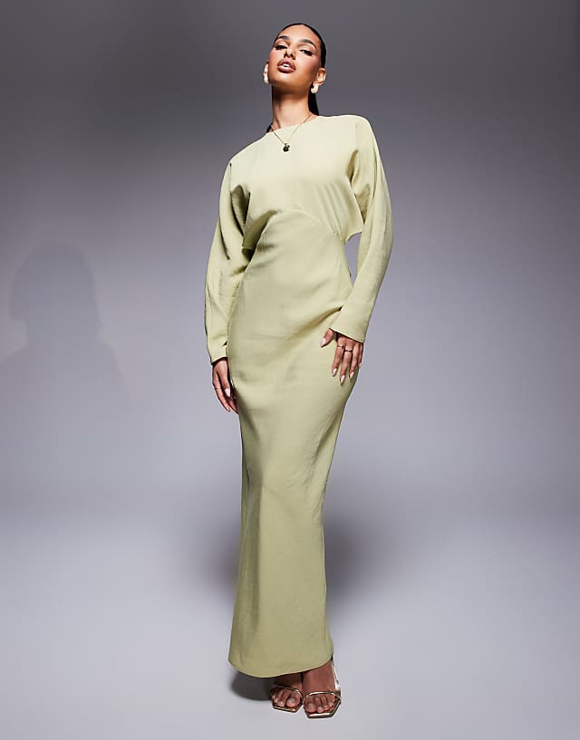 Asos ASOS DESIGN Batwing Maxi Dress In Light Sage