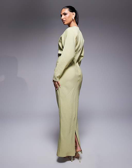 Asos ASOS DESIGN Batwing Maxi Dress In Light Sage