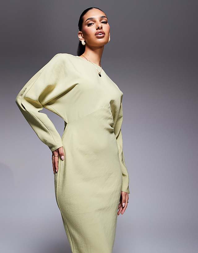 asos ASOS DESIGN batwing maxi dress in light sage