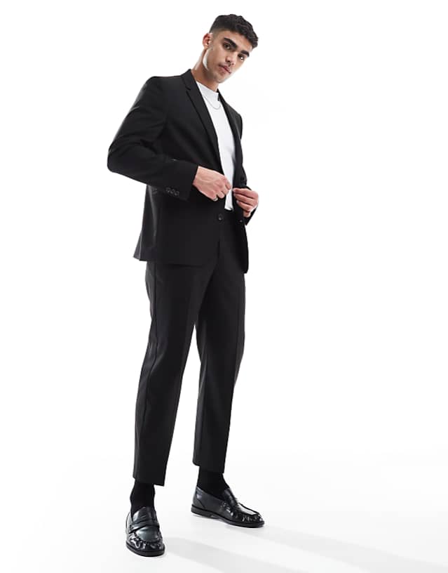 asos ASOS DESIGN black regular fit suit
