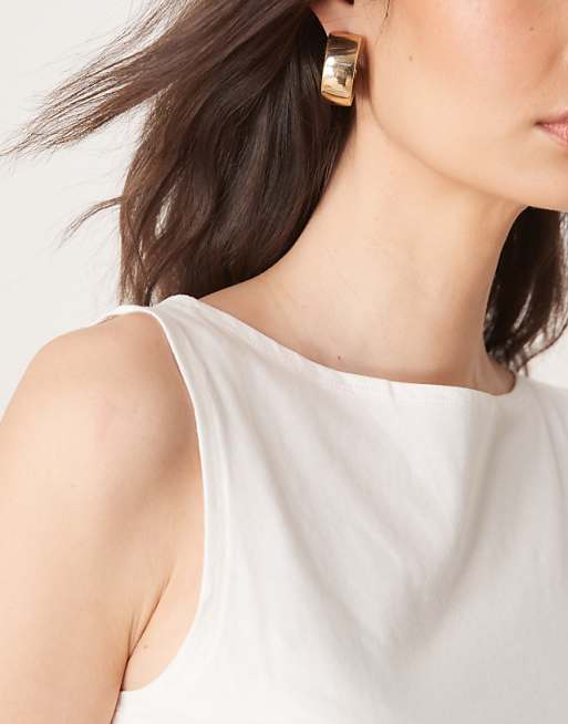 Asos ASOS DESIGN Boat Neck Tank Top In Cream