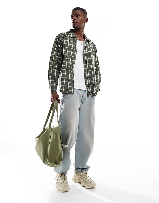 Asos ASOS DESIGN Boxy Check Shirt In Green