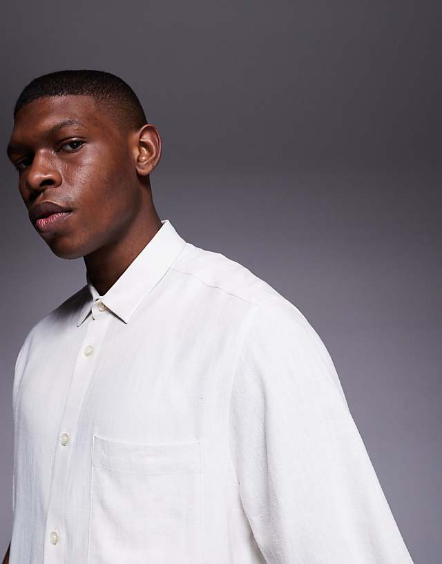 Asos ASOS DESIGN Boxy Linen Blend Shirt In White