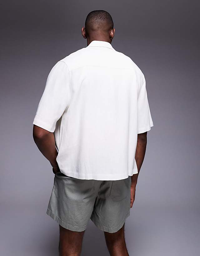 Asos ASOS DESIGN Boxy Linen Blend Shirt In White