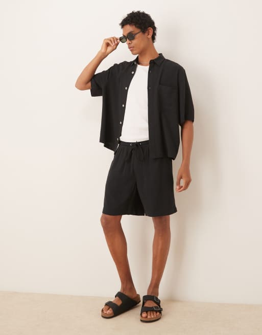 Asos ASOS DESIGN Boxy Linen Co-ord In Black