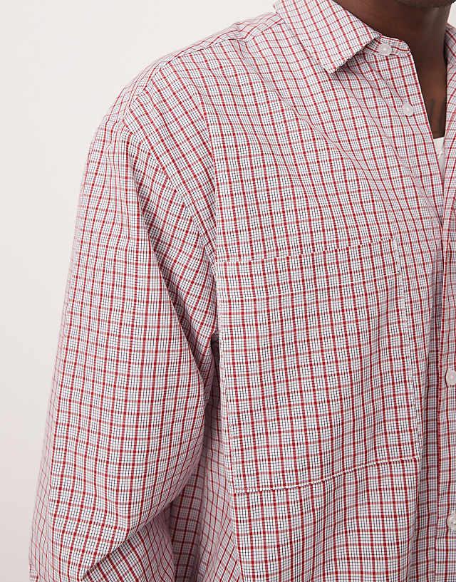 Asos ASOS DESIGN Boxy Oversized Check Shirt In Red
