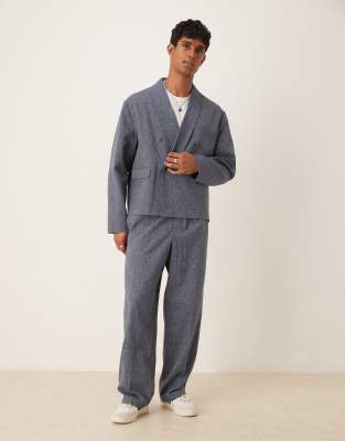 Asos ASOS DESIGN Boxy Suit In Blue Pinstripe