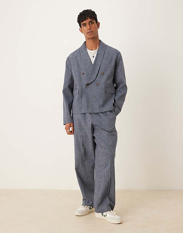 asos ASOS DESIGN boxy suit in blue pinstripe