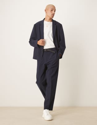 Asos ASOS DESIGN Boxy Suit In Navy Seersucker