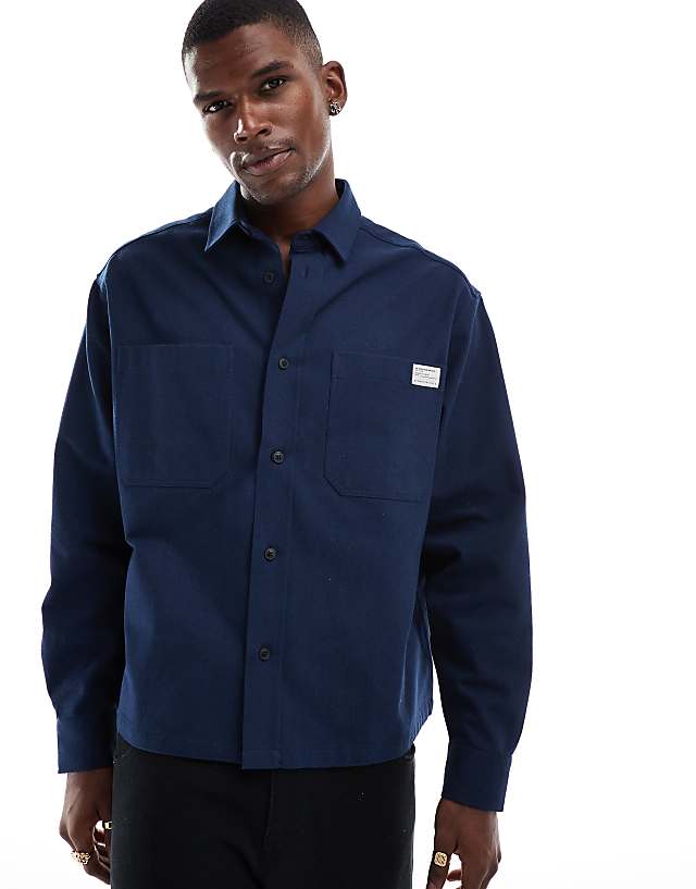 asos ASOS DESIGN boxy twill overshirt in navy