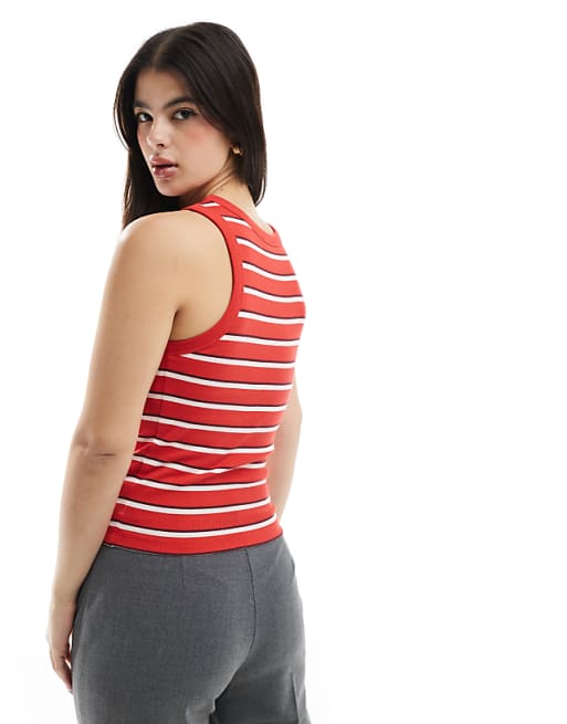 Asos ASOS DESIGN Bra Detail Vest Tops In Red