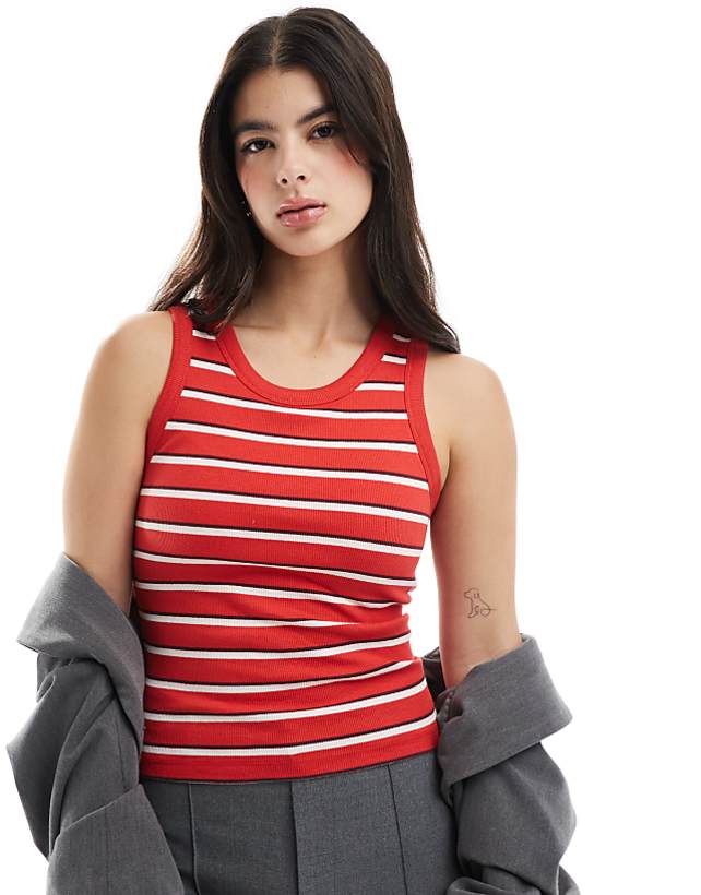 asos ASOS DESIGN bra detail vest tops in red