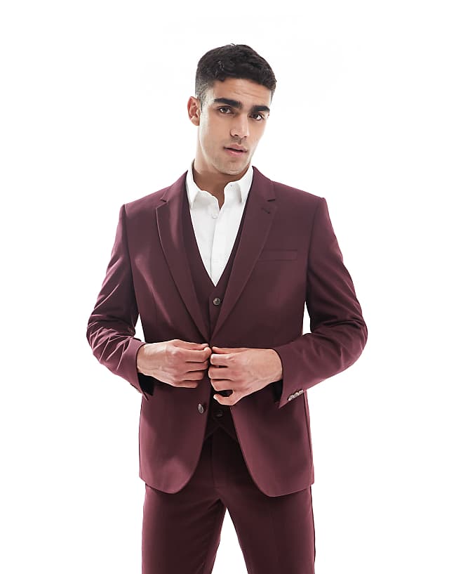Asos ASOS DESIGN Burgundy Slim Suit