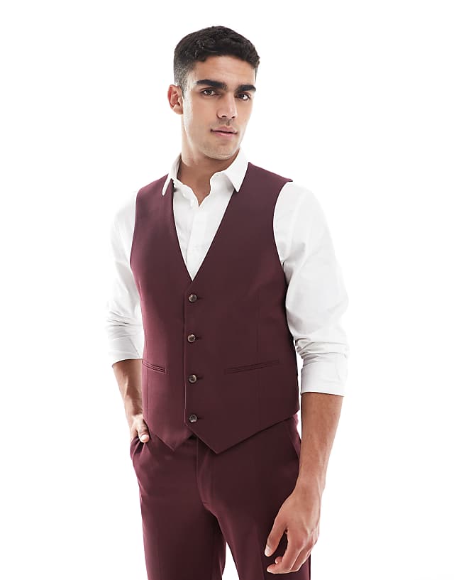 Asos ASOS DESIGN Burgundy Slim Suit