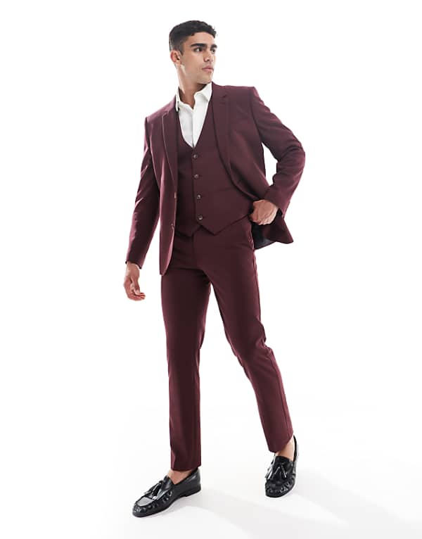 Asos ASOS DESIGN Burgundy Slim Suit