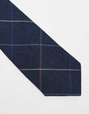 Asos ASOS DESIGN Check Pattern Tie In Navy